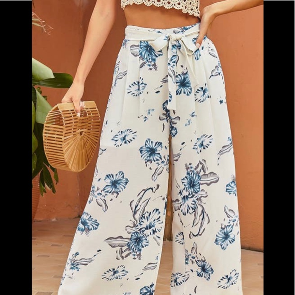 Wide leg floral pant